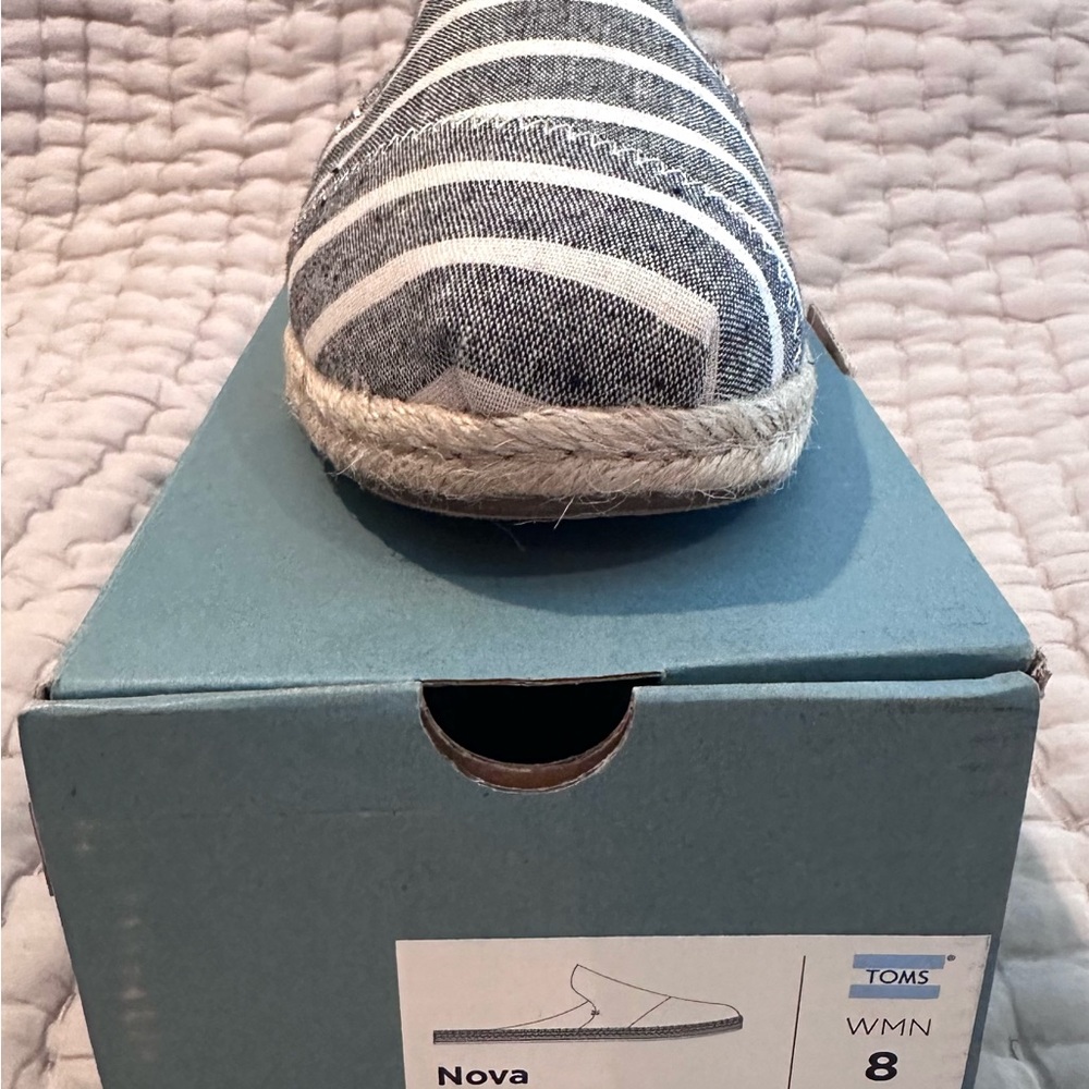 TOMS Nova Gray Striped Espadrilles (NEW)